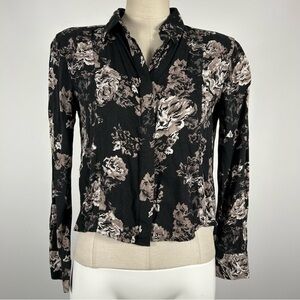 Talula Black and Brown Floral Button Down Shirt Size XS